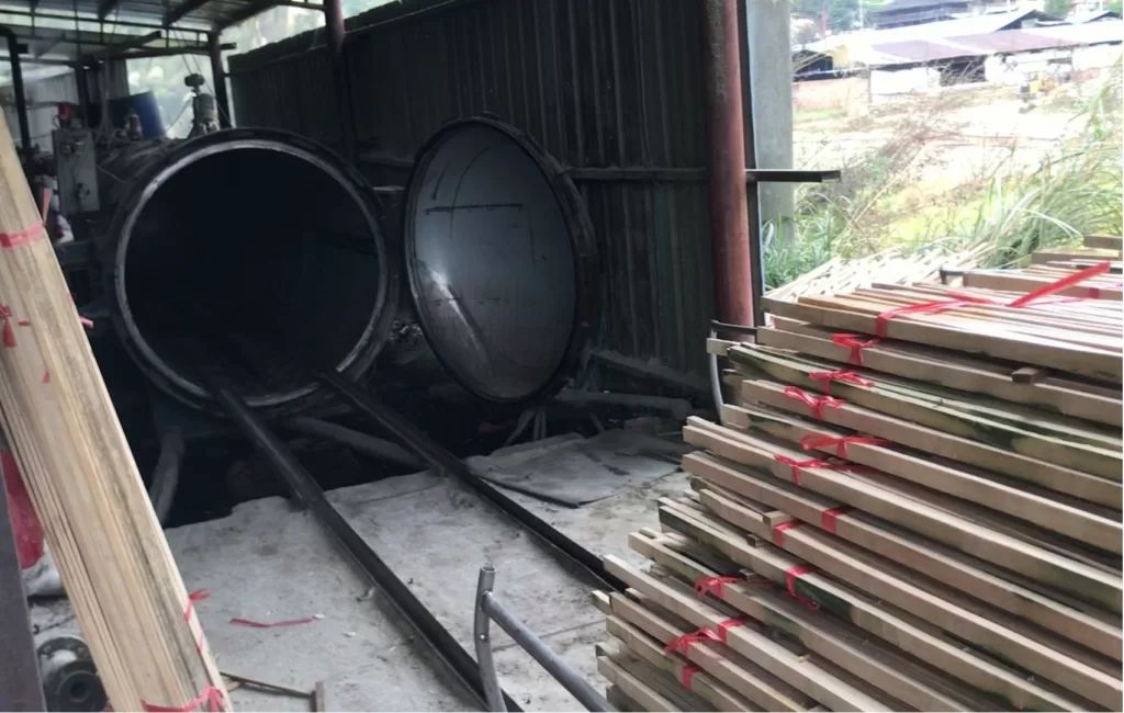 carbonization of bamboo strips